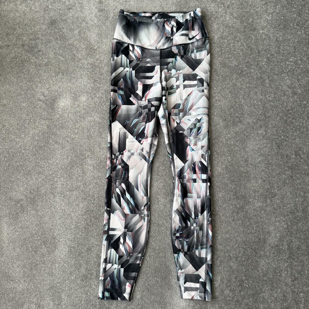 Nike Dri-Fit Legend Pant Womens Small Gray Geometric Athletic Leggings Running